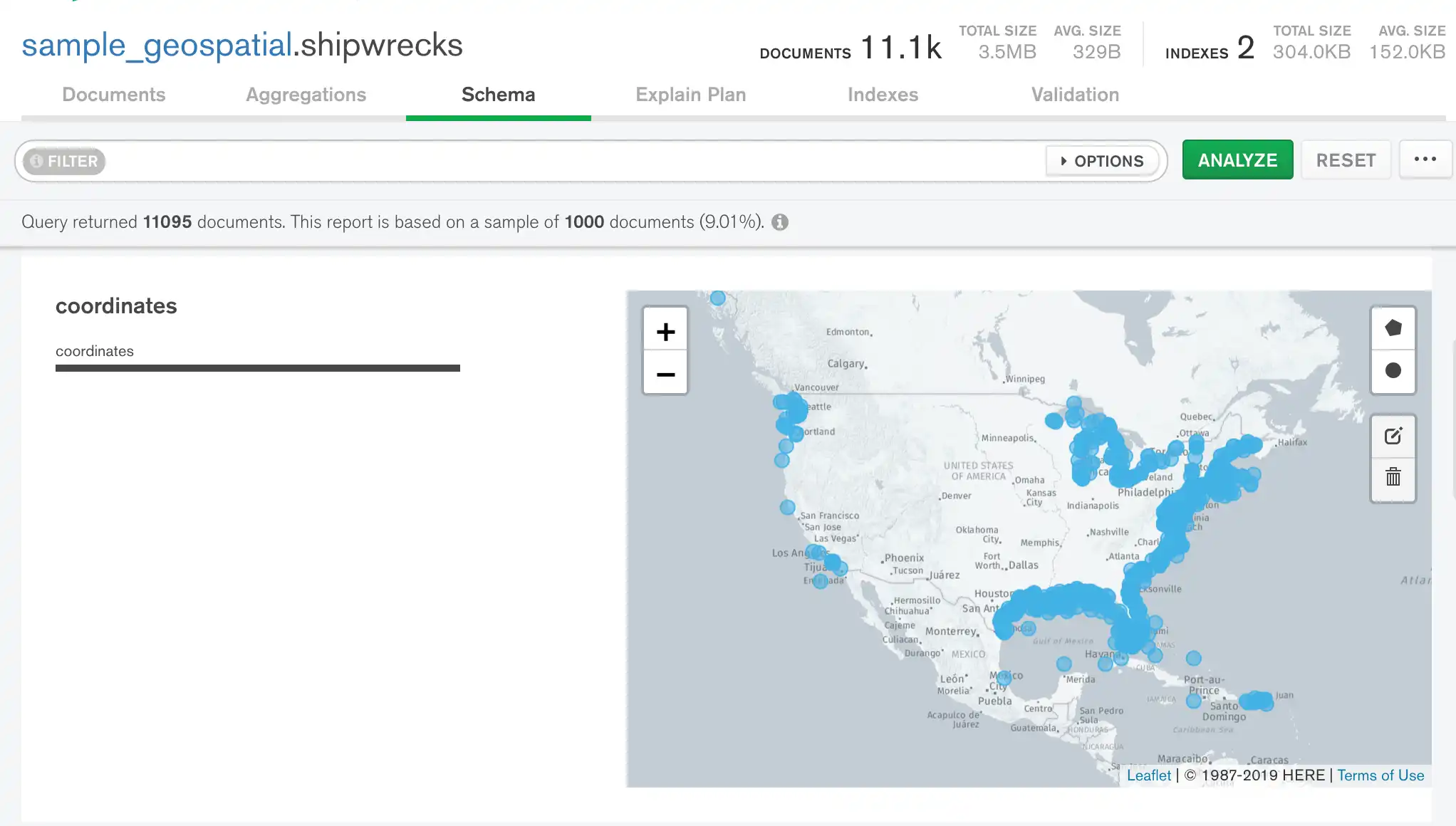 Example of GeoJSON data types